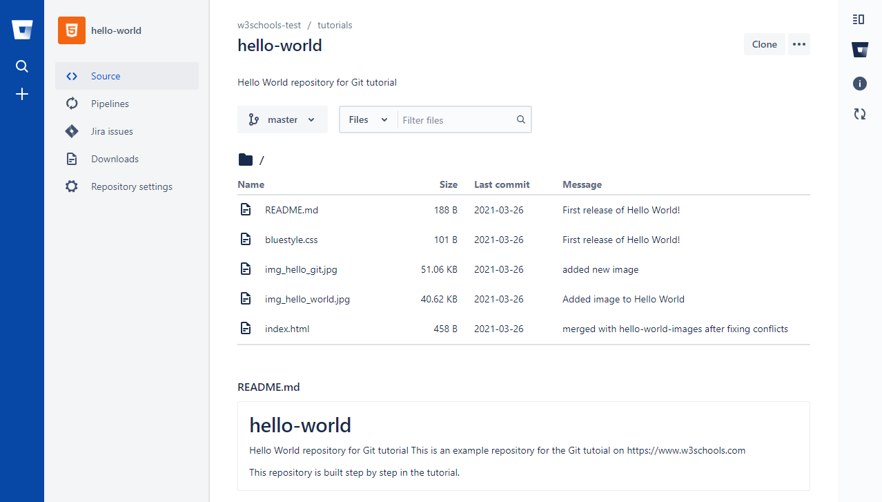 Bitbucket New files in repo