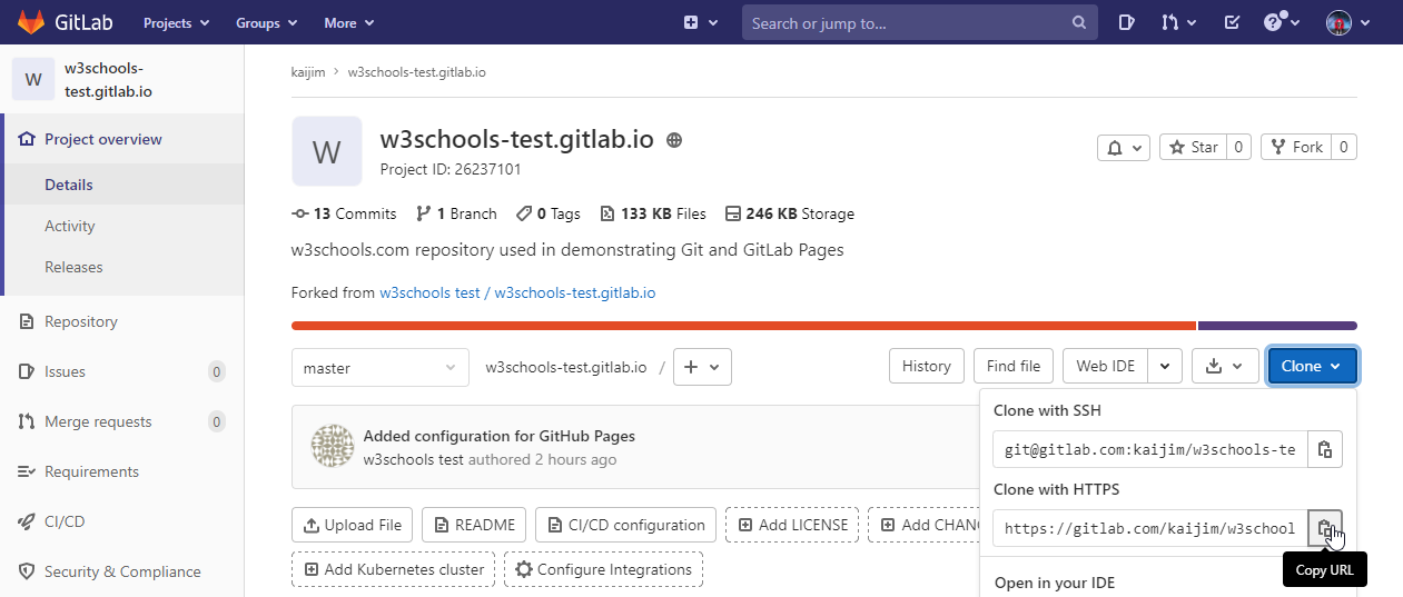 GitLab clone URL