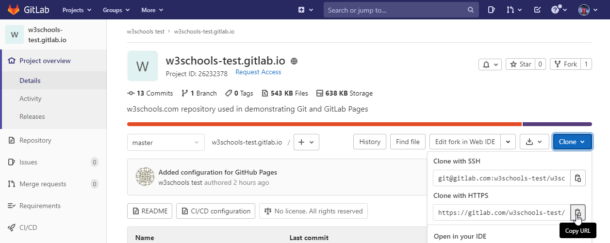 GitLab clone URL